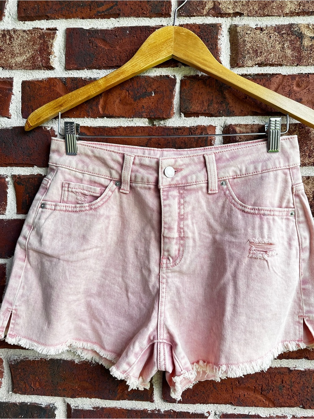 Time and Tru Light Pink Distressed Denim Shorts